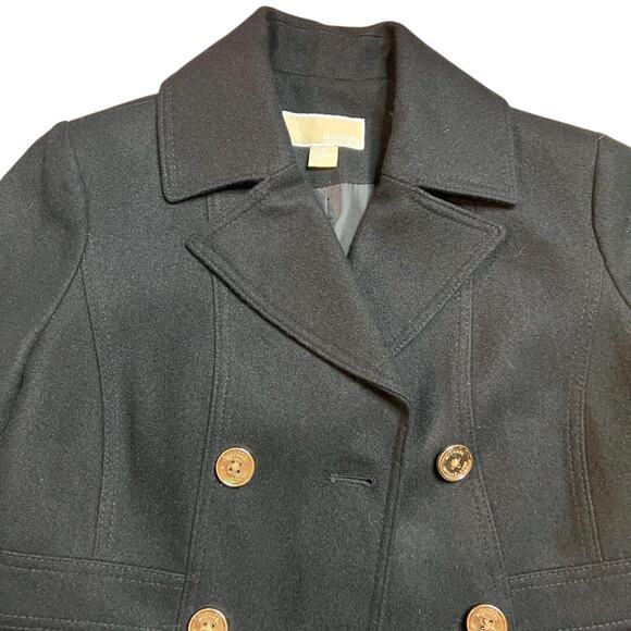Michael Kors Women’s Black Wool Blend Pea Coat Sz 4 – Double Breasted Jacket - Picture 7 of 9